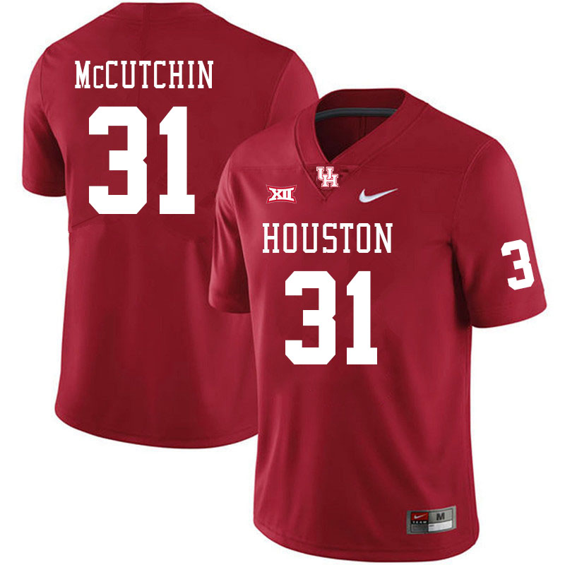 Men #31 Latrell McCutchin Houston Cougars College Football Jerseys Stitched Sale-Red